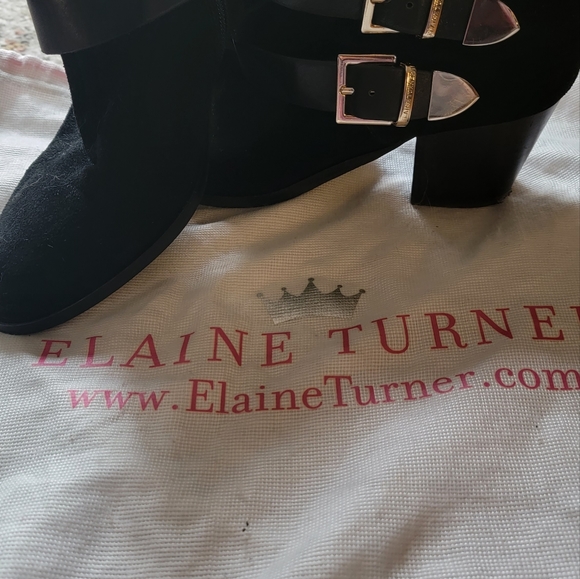 Elaine Turner black suede ankle booties - Picture 3 of 5